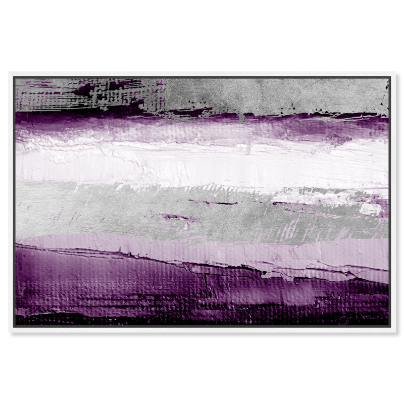 «Abstract Envision and Elevate Violet», impression, Cadre blanc, H 30 po x l 45 po, Blanc