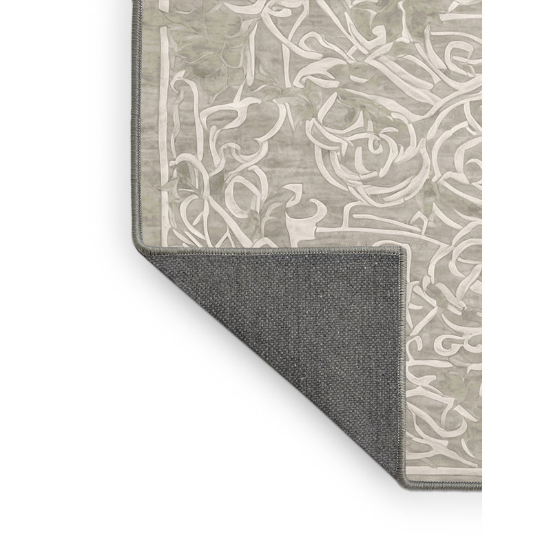 Tapis gris soyeux et moelleux, Rond 4 pi
