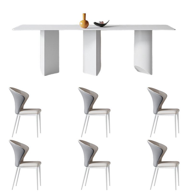 European modern simple dining table set, 29.5"H x 86.6"L x 39.3"W