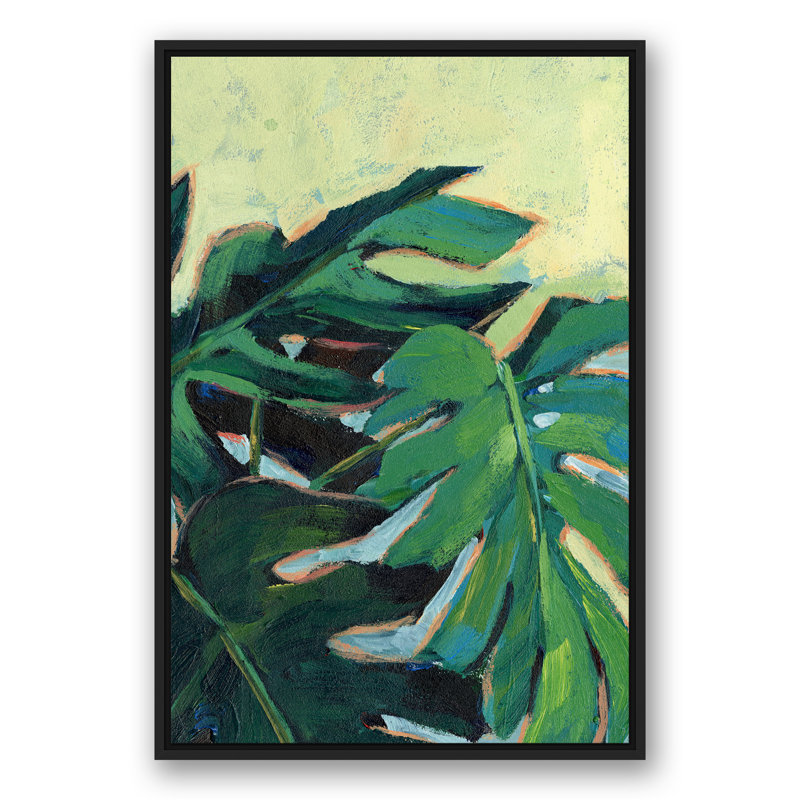 Grandes feuilles encadrées sur toile, H 37,75 po x l 25,75 po