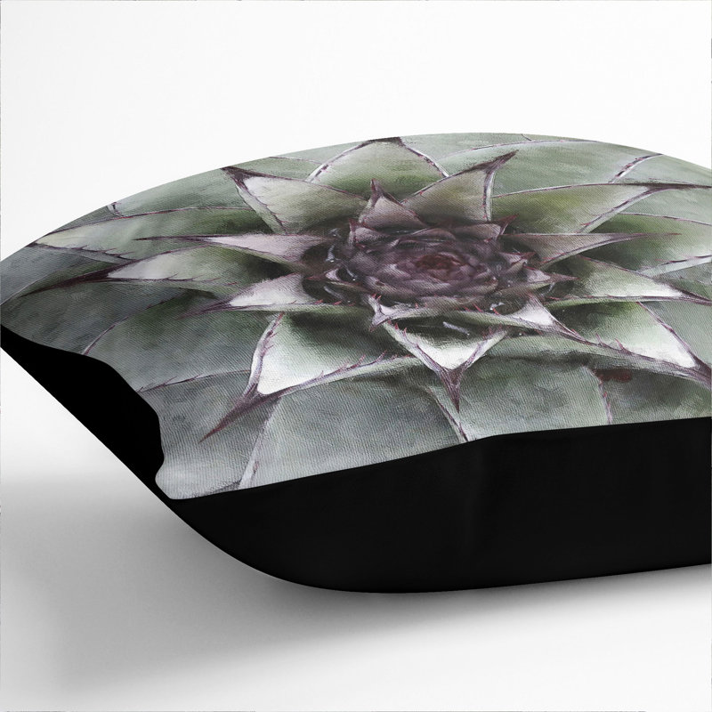 The Succulent Plant Scatter Cushion with Filling, 40cm H x 40cm W x 15cm D, Black