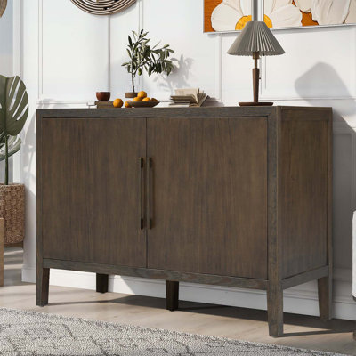 Buffet Farmhouse avec 2 portes et poignées en métal pour le salon, la cuisine