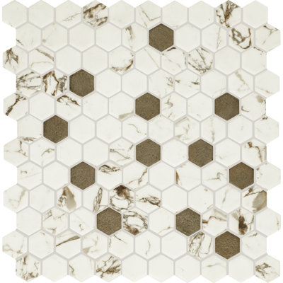 Mosaïque hexagonale en verre de 1 po Uptown (18 pièces par carton) (16,92 pieds carrés par carton)