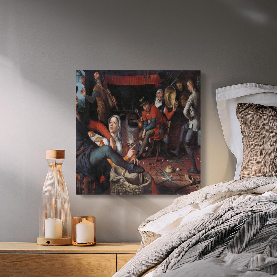 Old Master Chaotic Tavern Scene Canvas Print, Renaissance Style Historical Art, Vintage Flemish Genre Painting Wall Decor, Unique Art Canvas