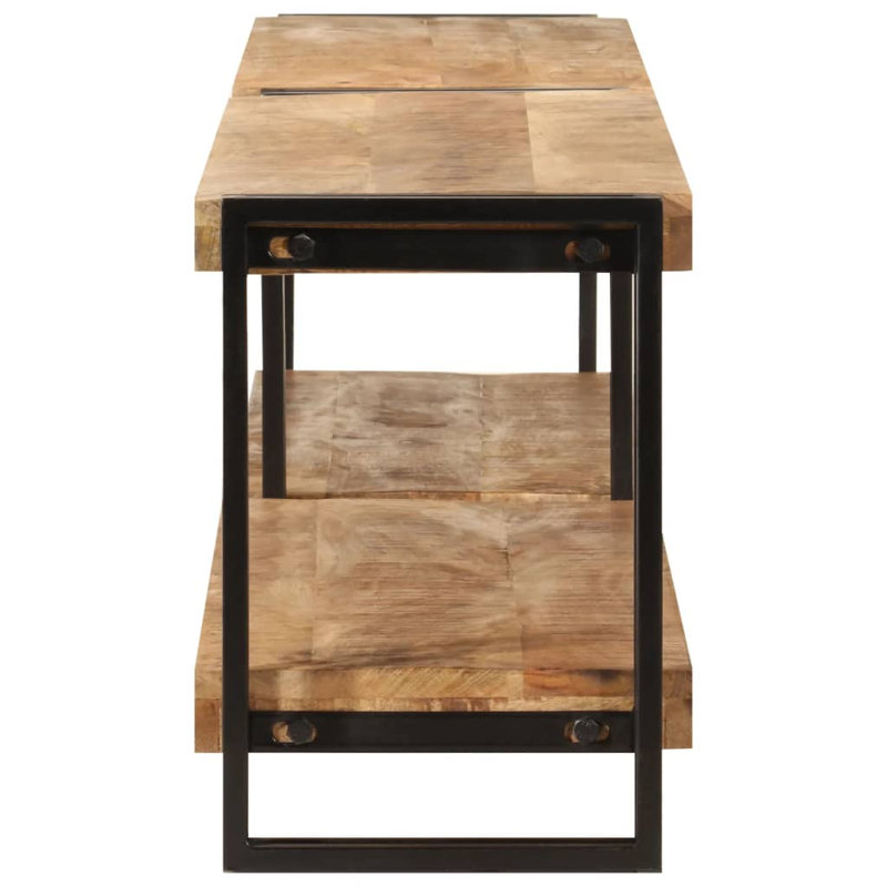 Meuble télé en bois massif Downham, solid mango wood, 35.4", Black
