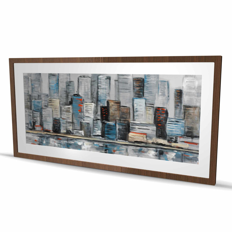 «Abstract Urban Skyline», reproduction d'art contemporain encadrée