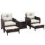 5 Pieces Outdoor Patio Chairs Set,PE Wicker Conversation Furniture with Cushions,Coffee Table,White-675951229