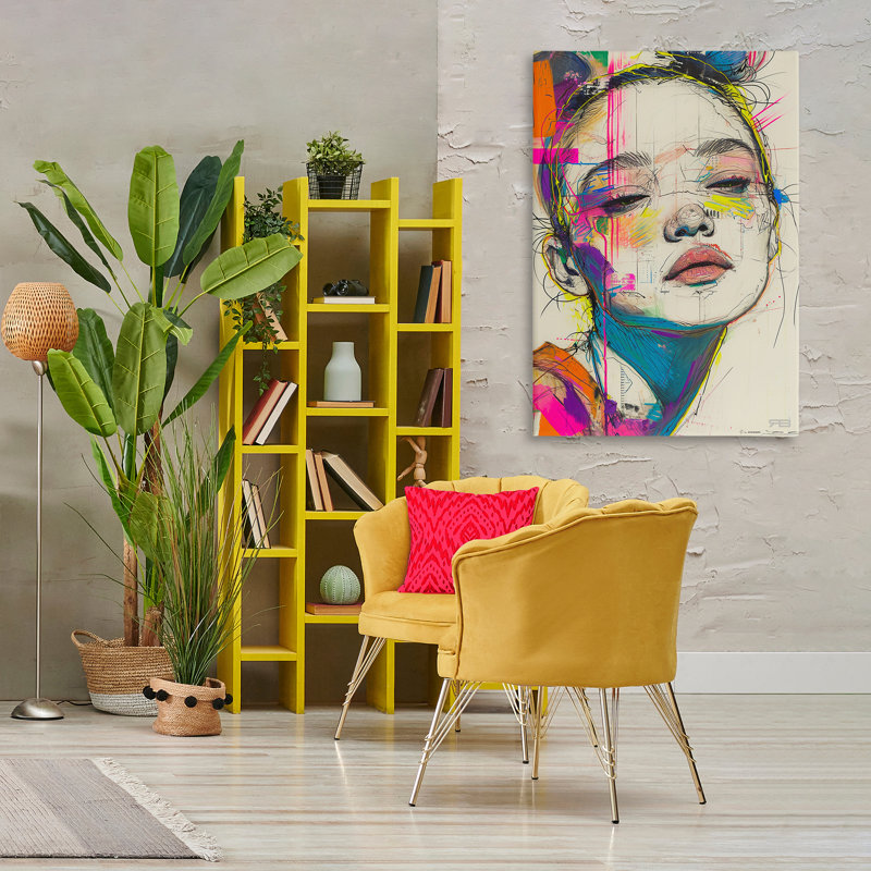 Art mural sur toile à croquis lumineux par Roozbeh Bahramali, H 45 po x l 30 po