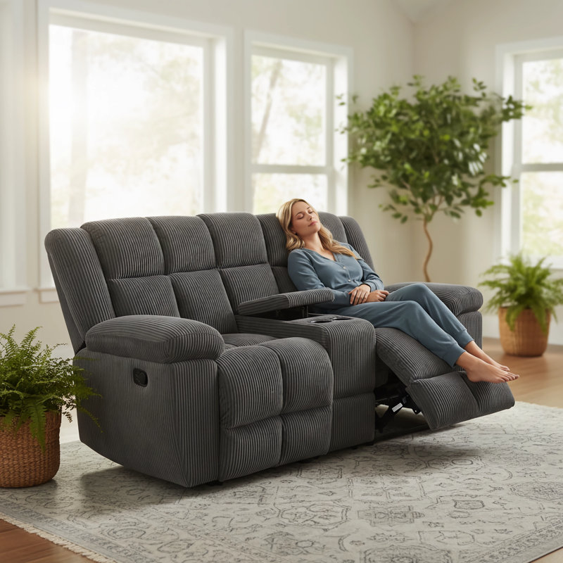 Fauteuil inclinable gris foncé profond en tissu épais, résistant à l'usure et confortable