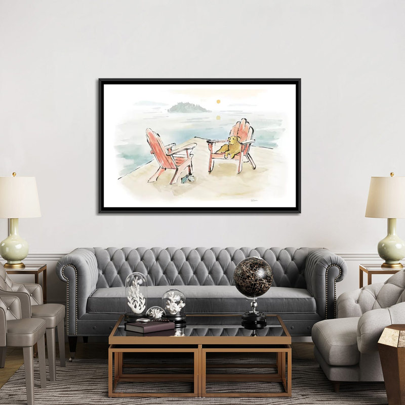 « lakeside days i », reproduction sur toile tendue, H 18 po x l 26 po x P 1,5 po, Toile avec cadre noir, Pas de tapis