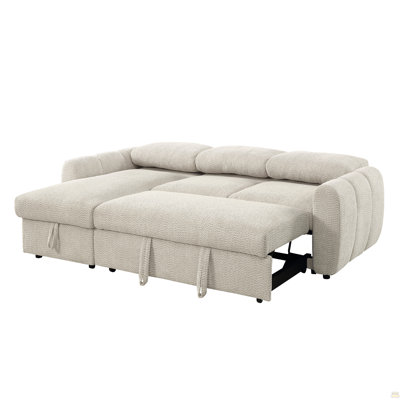 Canapé modulaire réversible beige avec couchette et rangement Nouriel