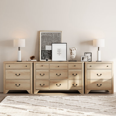  Ensemble de commode de chambre 3 pièces, commode 9 tiroirs et commode 3 tiroirs Haikey