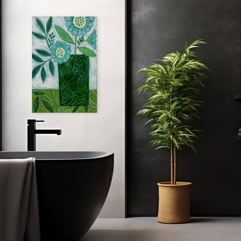 Contemporary Art Abstract Contemporary Modern Daisy Flower Landscape Art by Susan Black - Wrapped Canvas Print