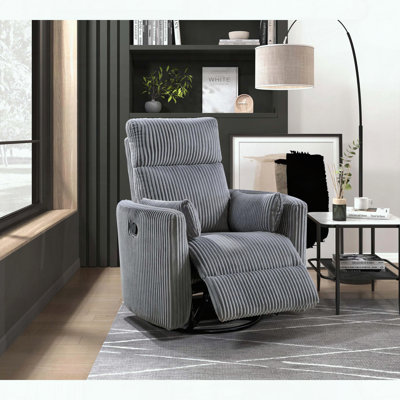 Fauteuil inclinable et pivotant, en velours côtelé, pivotant à 360 °, mouvement coulissant