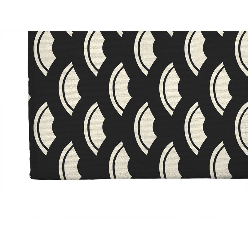 Tapis de bureau léger décoratif à motifs vagues japonais, L 60 po x P 36 po, Gris anthracite minuit