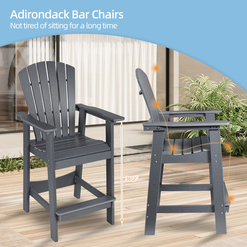 Cezalinda High Adirondack Chair with Table, Gray