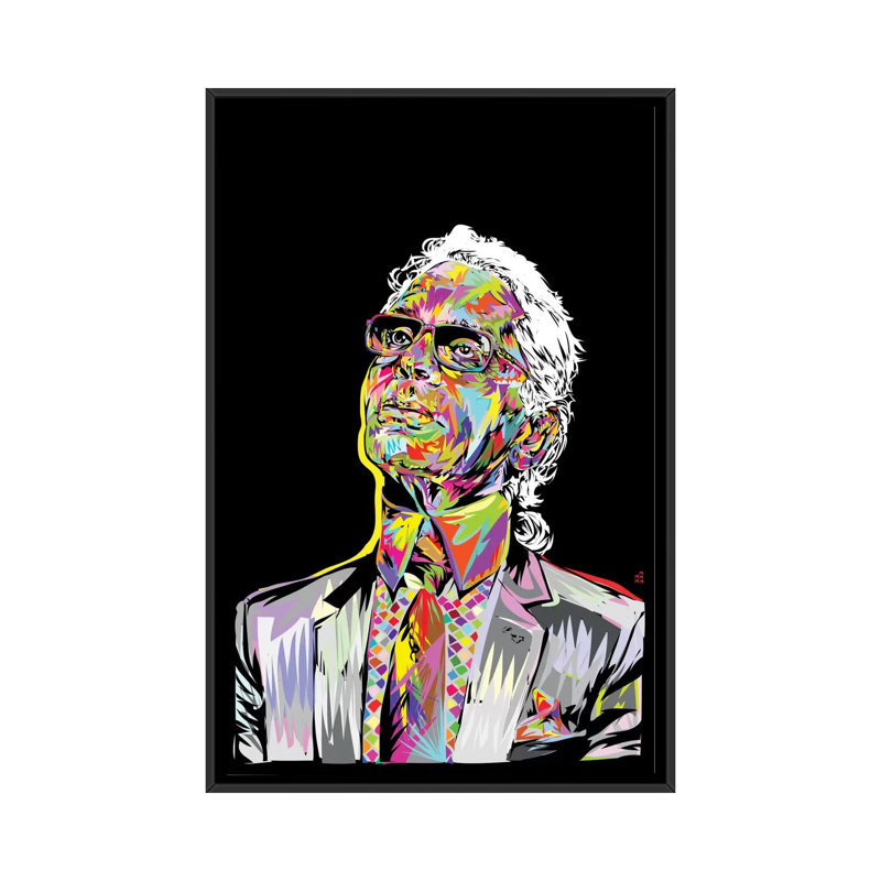 Lagerfeld, impression sur toile tendue, H 26 po x l 18 po x P 1,5 po, Toile encadrée noire, Pas de tapis