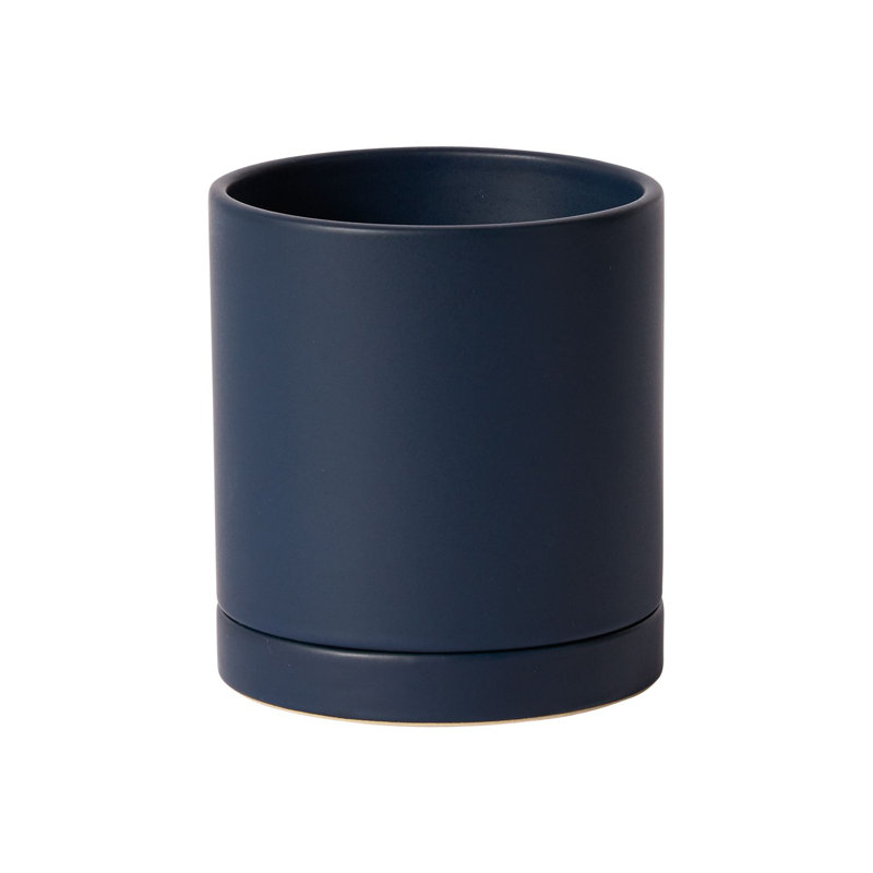 Pot de fleurs en céramique Carlotta, Bleu foncé, H 4,75 po x l 4,25 po x P 4,25 po
