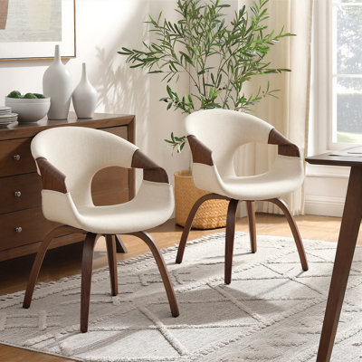 Afra 21.26'' W Swivel Polyester Upholstered Dining Arm Chair (Set Of 2)