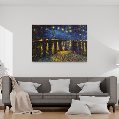 Starry Night Over The Rhone Classic Abstract Violet Beach Landscape Wall Art Print 1 Piece Wrapped Canvas Wall Art