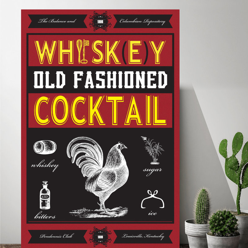 « whiskey cocktail », reproduction d’art textuel sur toile tendue
