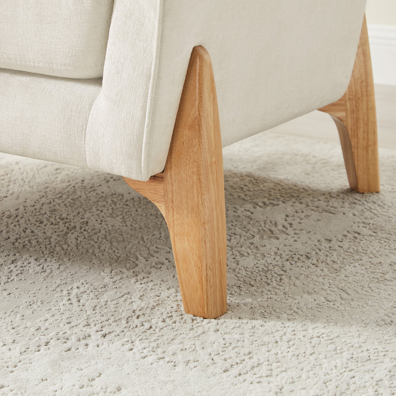 30.7 Inch Wide Upholstered Nordic Style Accent Chair,Set Of 2, Brown, Beige Chenille
