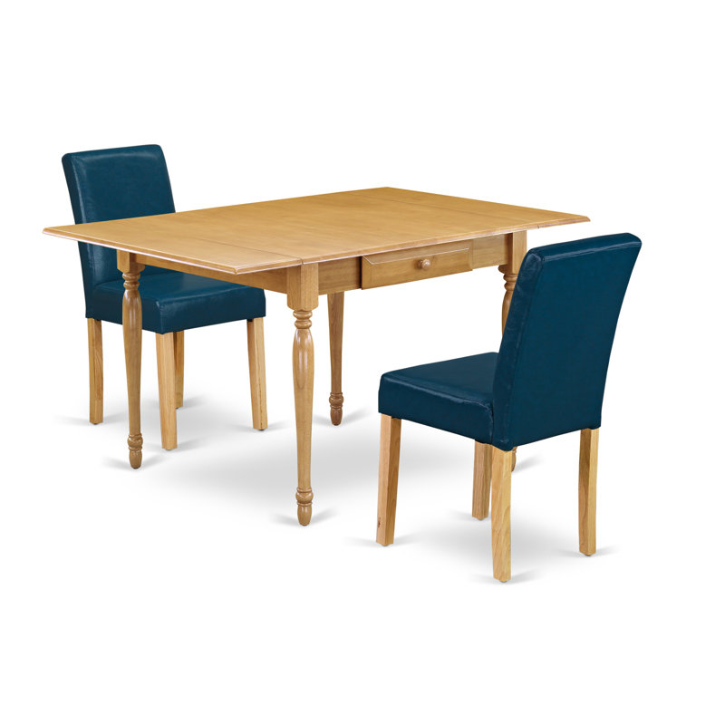 Ensemble de salle à manger 5 pièces comprenant une table de salle à manger rectangulaire avec Dropleaf et 4 chaises Parsons en simili cuir rouge Firebrick, 36 x 54 pouces, acajou
