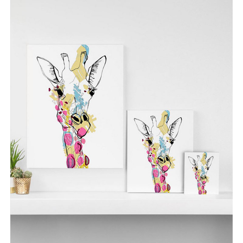 Reproduction d’art sur toile « giraffe color », H 10 po x l 8 po x P 1,5 po