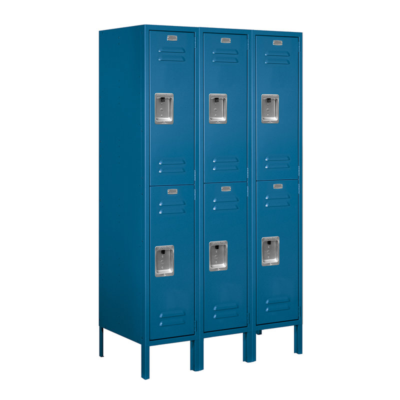 Casier 2 niveaux et 3 rangées, H 66 po x l 36 po x P 18 po, bleu, Non assemblés