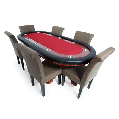 BBO Poker Rockwell Poker Table with Felt Playing Surface, with 6 Lounge Chairs -  2BBO-RW-RED-VLVT-6LC