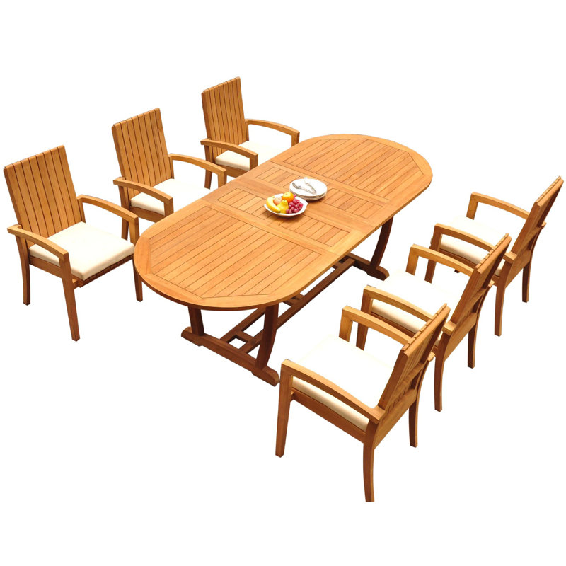 Willey Outdoor 7 - Piece Dining Set, Medium Brown, 30.5" H x 94" L x 40" W, 8