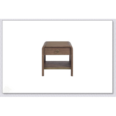 Waterfall End Table With Storage - Latte, Modern Design And Functional Storage For Living Rooms And Bedrooms