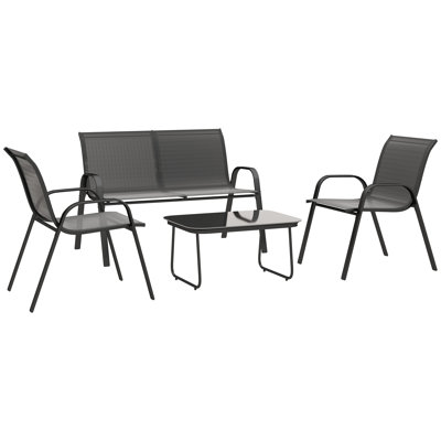 Ensemble de conversation pour l'extérieur 4 pièces, ensemble de conversation, noir