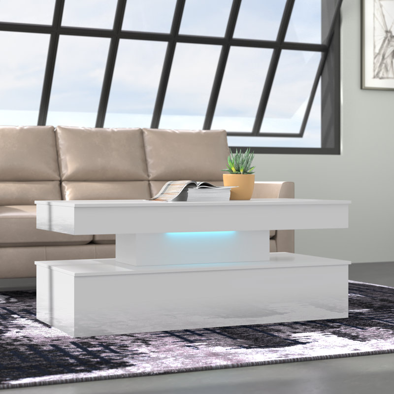 Ardath 4" Coffee Table with High Gloss Finish, White
