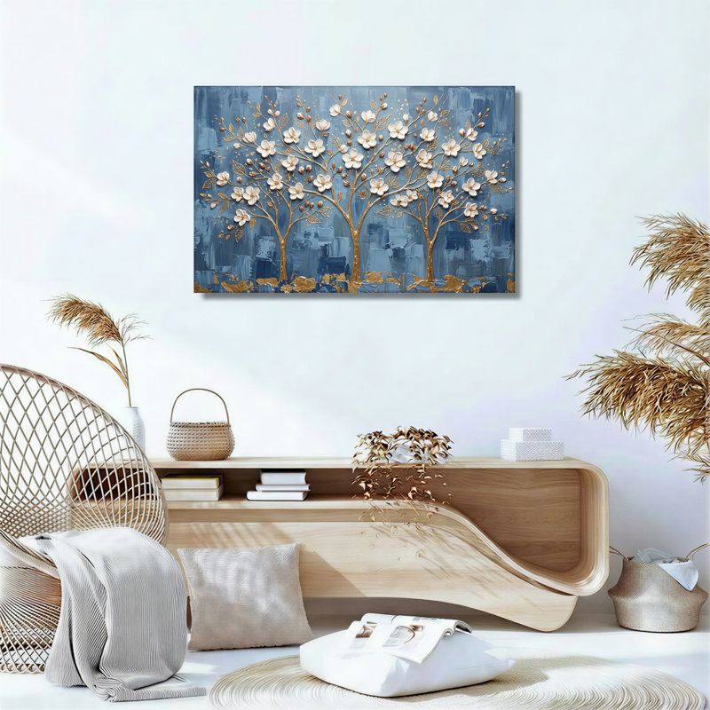 Arbre floral, art mural sur toile, ensemble de 1, H 16 po x l 24 po, Wrapped Canvas