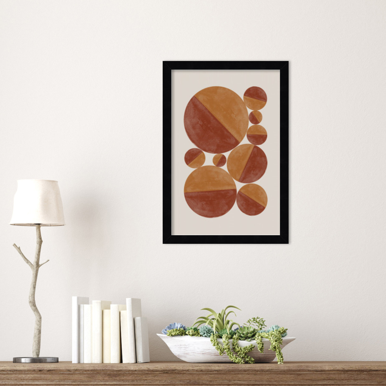 Paley "Burnt Orange Bols" Print, Black, 17" H x 12" W
