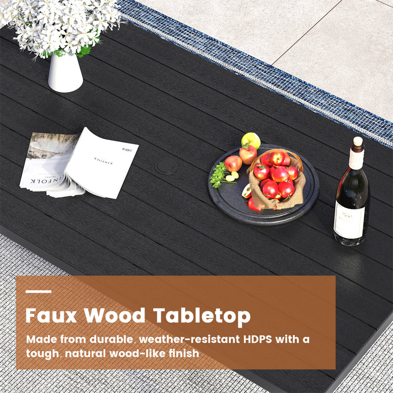 Plateau de table rectangulaire en bois 63 po, Noir