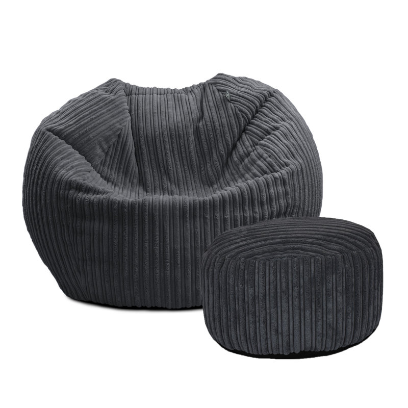 rucomfy Beanbags Slouchbag Large Corduroy Bean Bag Chair - Adult Bean Bag with Filling - Home Furniture Seating for Living Room or Bedroom - Machine Washable - 80 x 110cm