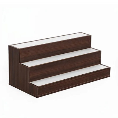 Rahy Bar Display Shelf W LED And Music, 3 Tier Design, 24 Inch Walnut Brown