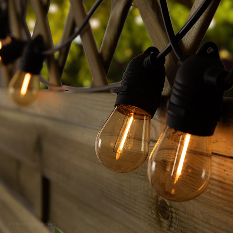 Ampoules DEL décoratives à filament en verre ambré S14, non dimmables, blanc doux, guirlande lumineuse, 120 V, pour usage intérieur, culot E26