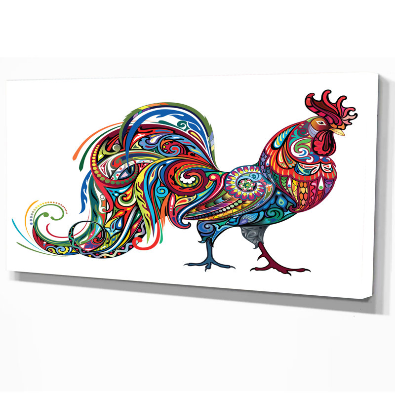 «Red Cockerel Farm Animal», impression, H 16 po x l 32 po x P 1 po, Toile tendue