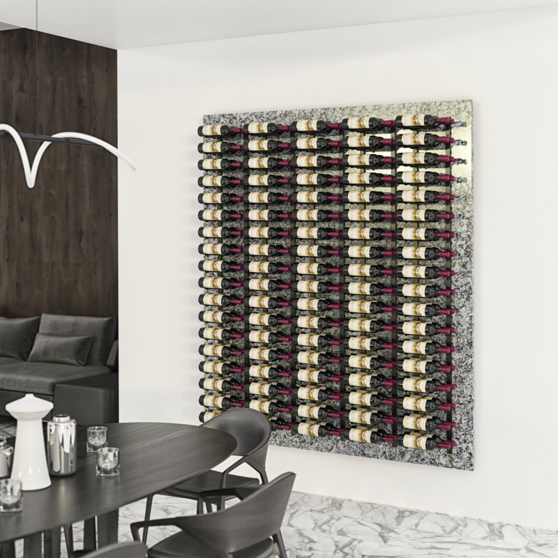 Ensemble de support à vin mural Iyleena 8 (120 bouteilles, nickel brossé), Noir mat, 72" H x 65" W x 5.25" D
