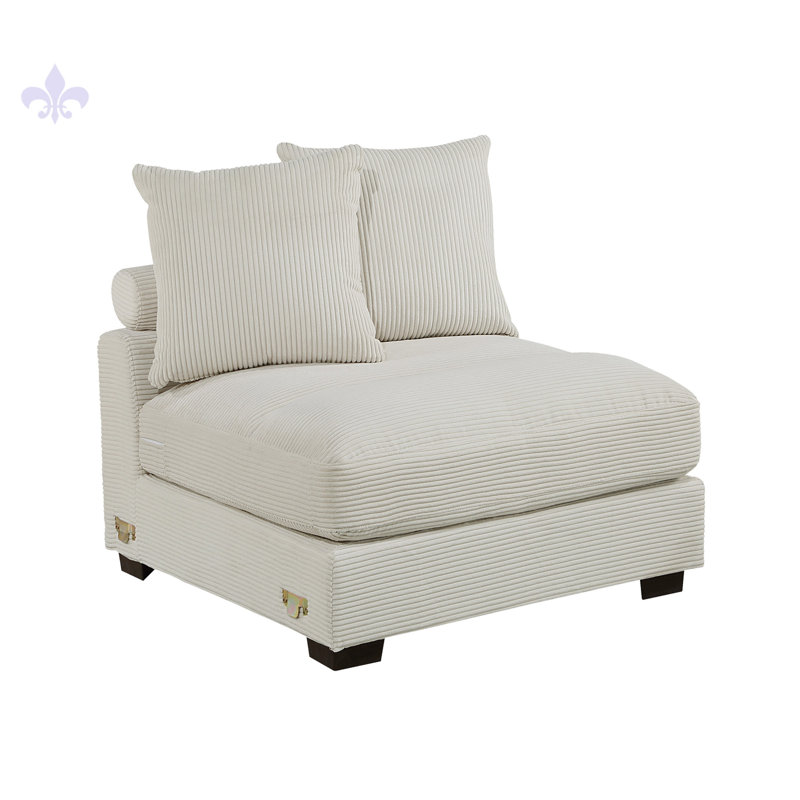 Living Room Furniture Armless Chair, Beige Corduroy