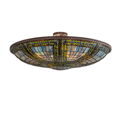 Fleur-de-lis Glass Semi Flush Mount