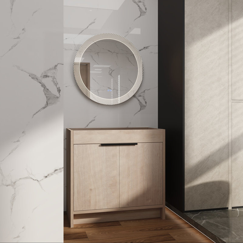 Base de meuble-lavabo 36 po avec rangement à fermeture en douceur, Chêne clair uni