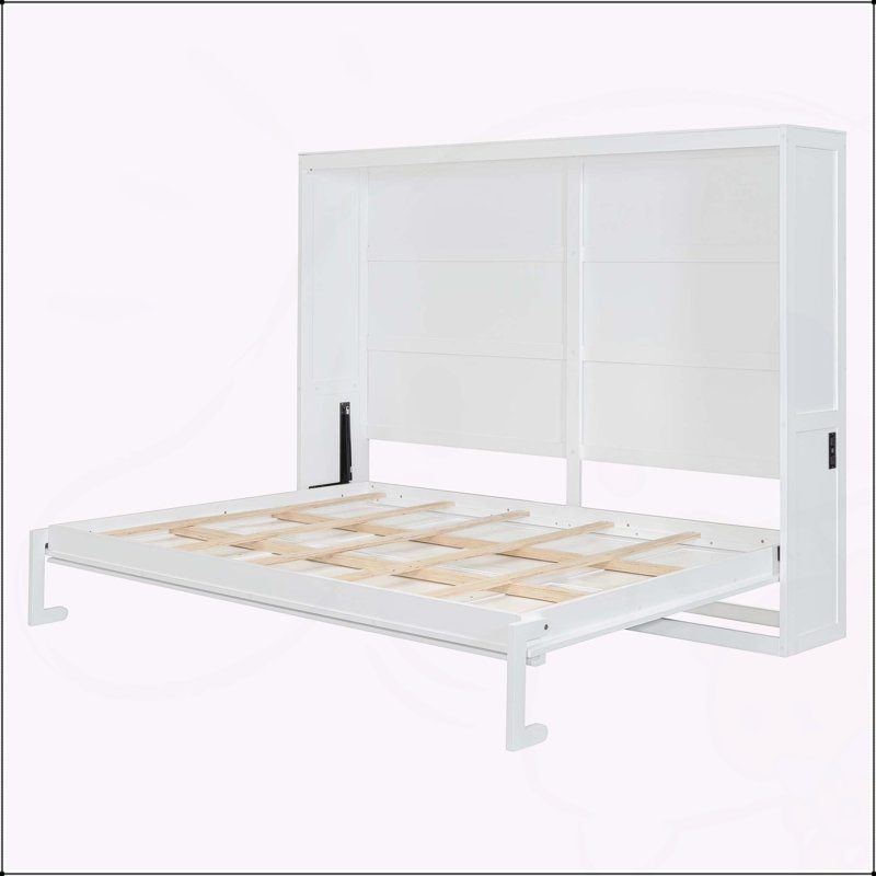 Lit escamotable double pleine grandeur, Grand, Blanc