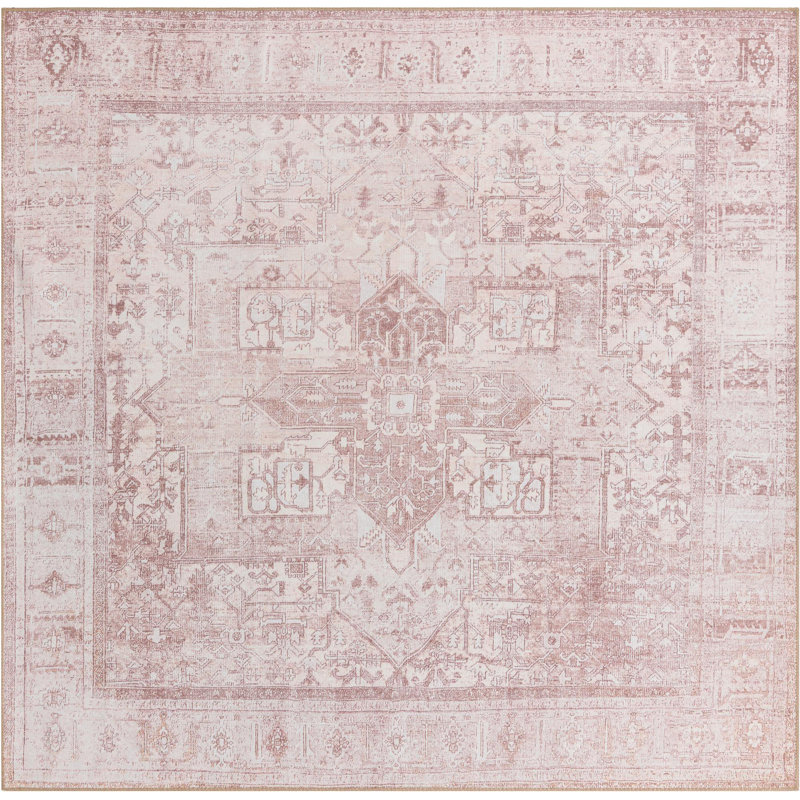 Amilio Performance Chenille Oriental Indoor Rug, Square 7'6"