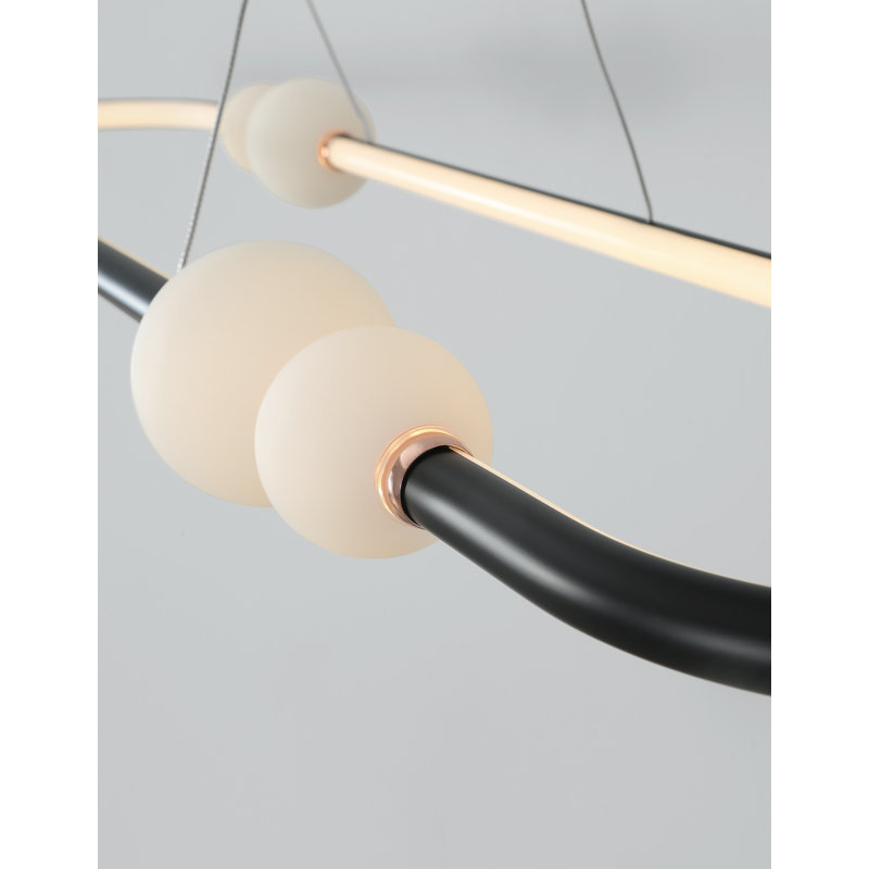 5 - Light LED Kitchen Island Pendant, Black, 120cm H x 100cm W x 28cm D
