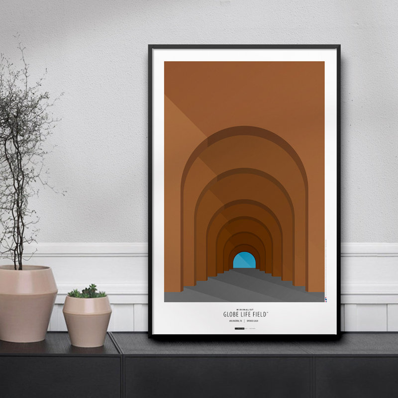 «Minimalist Globe Life Field» par S. Preston, reproduction d'art graphique sur papier sans cadre