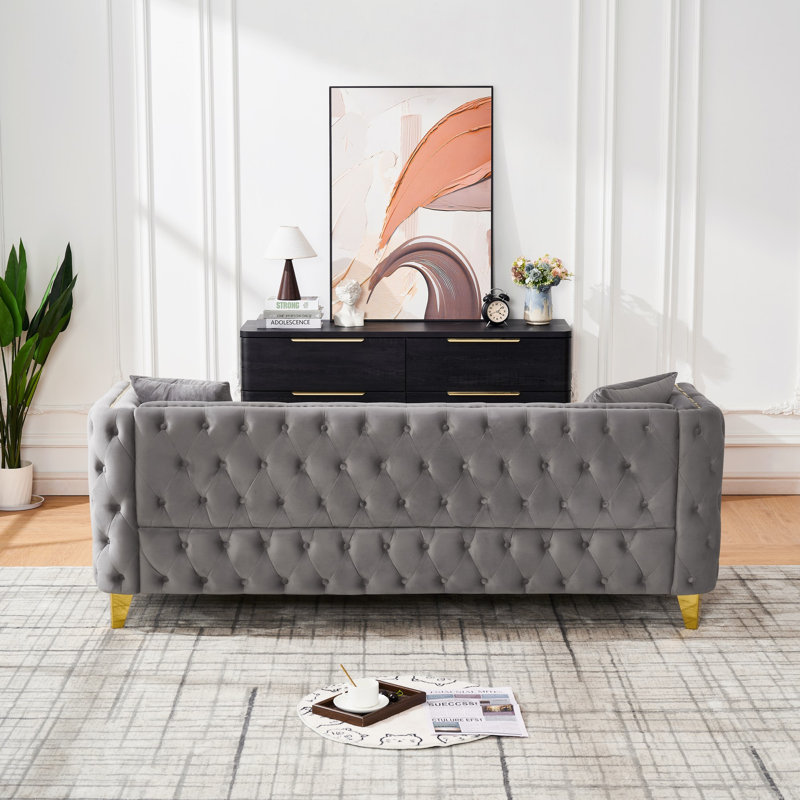 Canapé Vivian Modern Glam, 2 Sofas, Grey